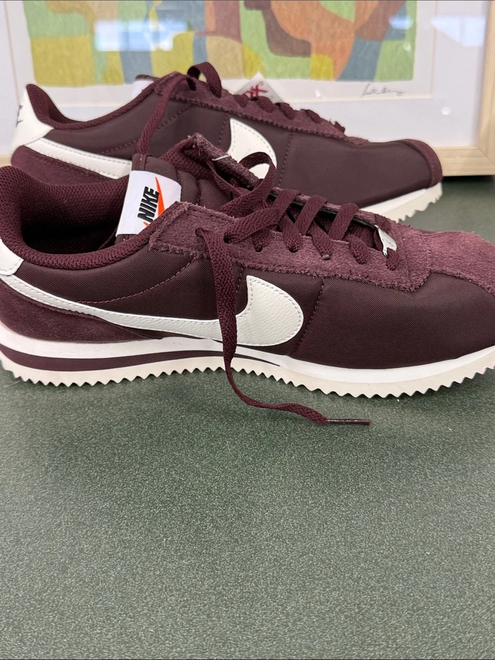 NWOB Nike Burgundy/White Cortez Textile Sneakers sz 8.5